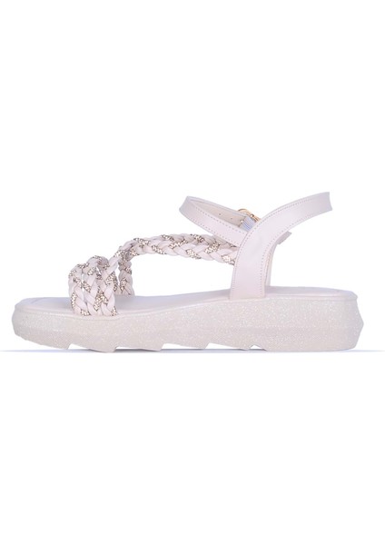 Moda Ayakkabı 852 Syh-Krem Yazlık Düz Sandalet Ayakkabı modelleri