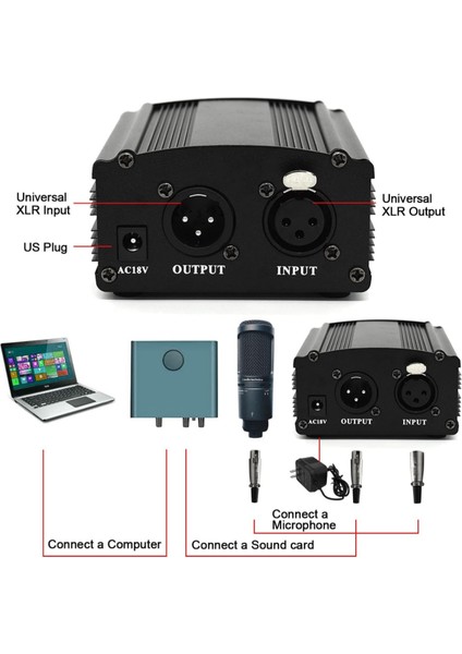 Phantom-01 48 V Phantom Power Yayıncı Ekipman Güç Kaynağı