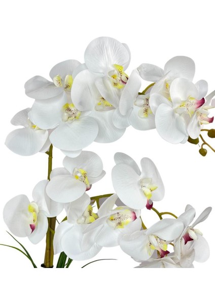 Yapay Çiçek 2li Beyaz Islak Orkide Seramik Saksıda Orkide 60 cm indirimleri