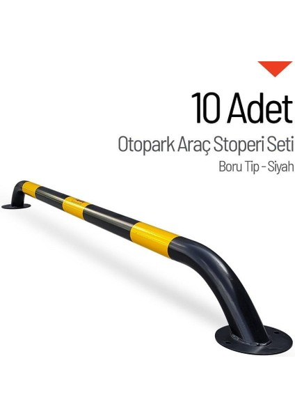 Boru Tip Otopark Araç Stoperi – 10'lu Set | 60 mm Dayanıklı Park Demiri