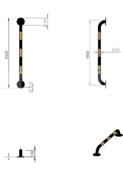 Boru Tip Otopark Araç Stoperi – 10'lu Set | 60 mm Dayanıklı Park Demiri
