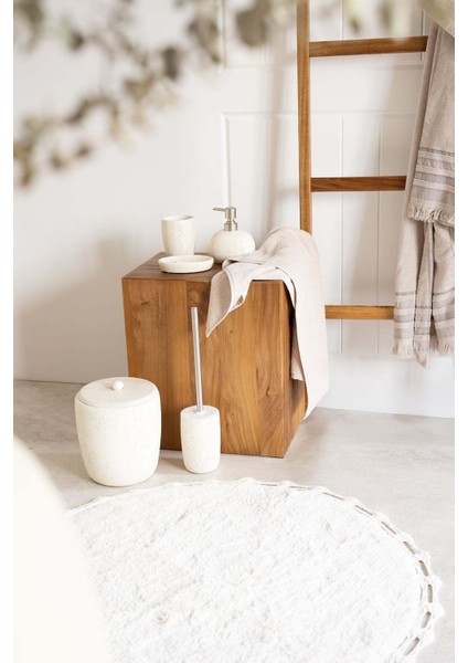 Luna Yuvarlak Banyo Paspası %100 Pamuk 90X90 Ekru