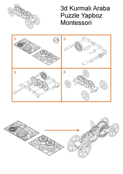 3D Kurmalı Araba Plastik Puzzle Yapboz Montessori