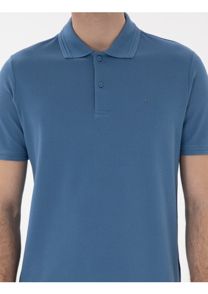 Erkek Koyu Mavi Regular Fit %100 Pamuk Polo Yaka Basic Tişört 50306449-VR032