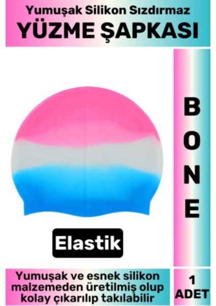 Su Geçirmez Elastik Yumuşak Yüzücü Havuz Deniz Yüzme Şapkası Silikon Bone 1 Adet