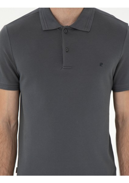 Erkek Antrasit Slim Fit %100 Pamuk Polo Yaka Basic Tişört 50306448-VR006