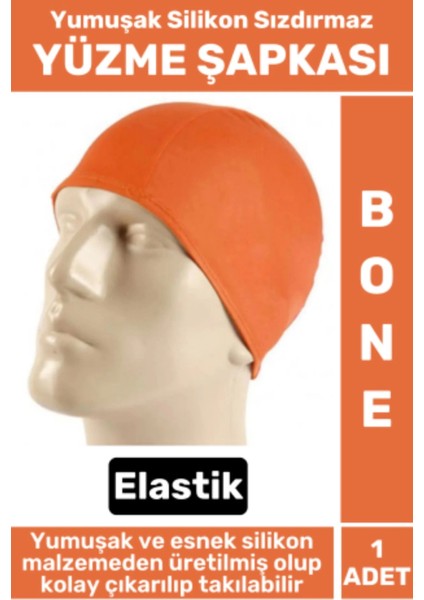 Premium Su Geçirmez Elastik Yumuşak Yüzücü Havuz Deniz Yüzme Şapkası Silikon Bone 1 Adet
