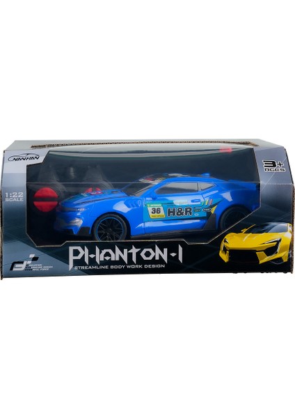 Full Fonksiyon Pilli 1:22 Ölçek Uzaktan Kumandalı Mavi Yarış Arabası