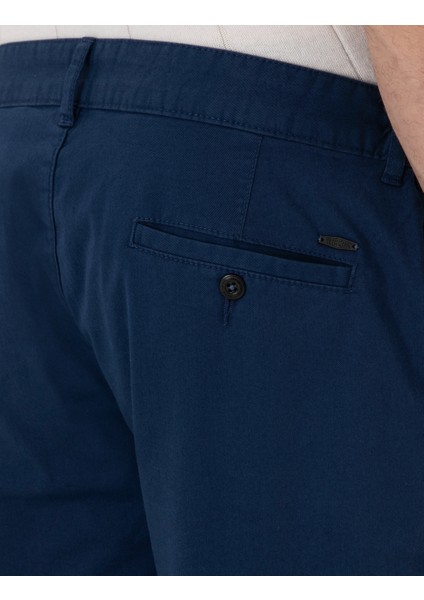 Erkek İndigo Slim Fit Beli Lastikli Kanvas Pantolon 50308111-VR028