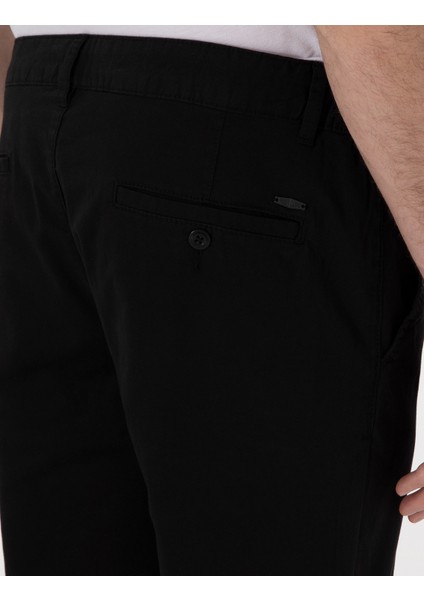 Erkek Siyah Slim Fit Beli Lastikli Kanvas Pantolon 50308111-VR046