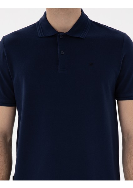 Erkek Lacivert Regular Fit %100 Pamuk Polo Yaka Basic Tişört 50306449-VR033