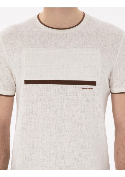 Erkek Ekru Slim Fit Tişört 50302549-VR019