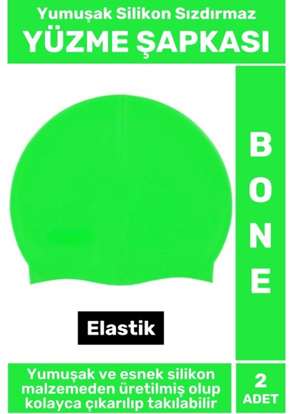 Özel Üretim Su Geçirmez Elastik Yüzücü Havuz Deniz Yüzme Şapkası Yumuşak Silikon Bone 2 Adet
