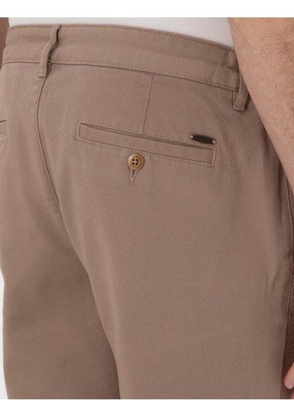 Erkek Vizon Slim Fit Beli Lastikli Kanvas Pantolon 50308080-VR052