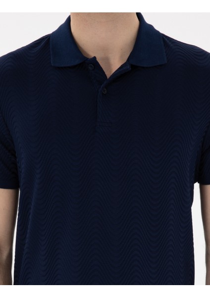 Erkek Lacivert Slim Fit Polo Yaka Tişört 50310233-VR033