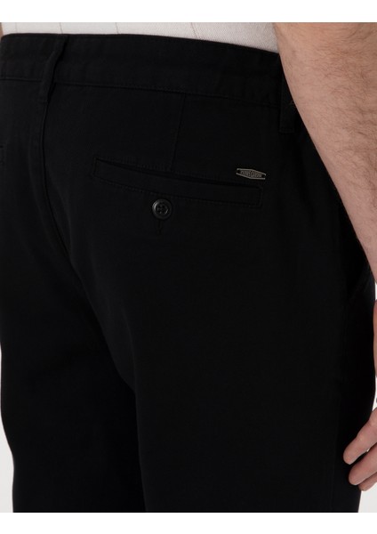 Erkek Siyah Slim Fit Beli Lastikli Kanvas Pantolon 50308080-VR046