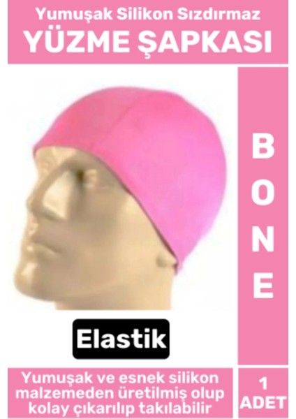 Premium Su Geçirmez Elastik Yumuşak Yüzücü Havuz Deniz Yüzme Şapkası Silikon Bone 1 Adet