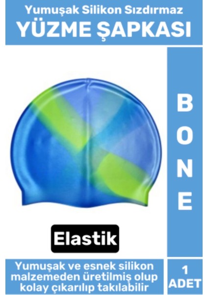 Seri Su Geçirmez Elastik Yumuşak Yüzücü Havuz Deniz Yüzme Şapkası Silikon Bone 1 Adet
