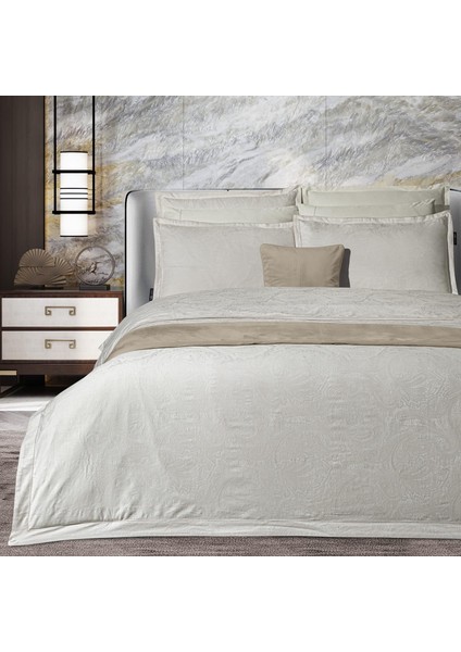 Borendo Çift Kişilik %100 Pamuk Saten "300 Tc" Nevresim Takımı Krem