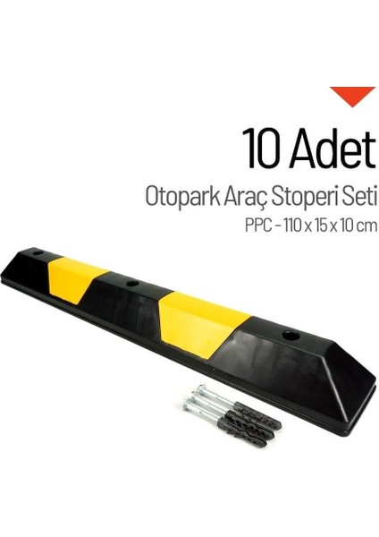 10'lu Ppc Otopark Stoperi Seti – 110X15X10 cm