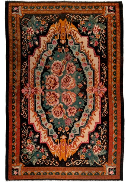 207 x 308 cm Türünün Tek Örneği Eski Duvar Askısı, Çiçekli Kilim, El Dokuma Moldova Kilimi, Yün