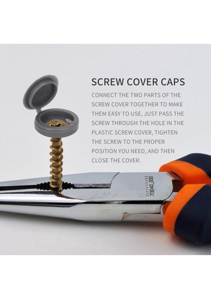 200 Adet Vidalı Kapak Plastik Menteşeli Vida Başı Kapakları Vida Kapak Kapakları Geçmeli Yedek Vida Dekoratif Kapaklar (Gri) (Yurt Dışından) fiyatları