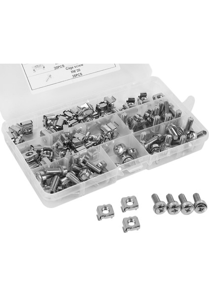 50 Takım M6 Kare Delikli Donanım Kafes Somunları ve Montaj Vidaları Sunucu Rafı ve Kabini Için Yıkayıcılar (M6 x 20MM) (Vida + Yıkayıcı + Kafes Somunu) (Yurt Dışından) fiyatları