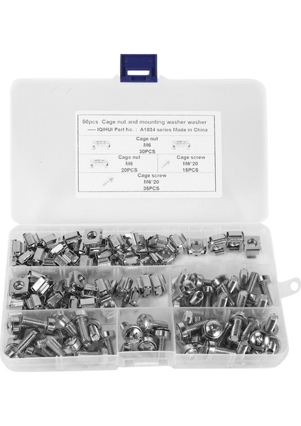 50 Takım M6 Kare Delikli Donanım Kafes Somunları ve Montaj Vidaları Sunucu Rafı ve Kabini Için Yıkayıcılar (M6 x 20MM) (Vida + Yıkayıcı + Kafes Somunu) (Yurt Dışından) indirimleri