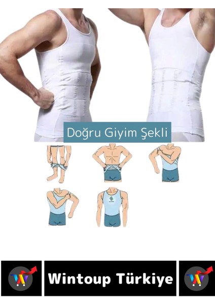 Özel Üretim Jinekomasti Dik Duruş Göbek Elastik Erkek Atlet Korse 3 Adet