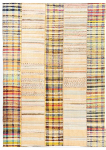 300 x 415 cm El Dokuma Çizgili Pamuklu Kilim, Düz Dokuma Halı, Büyük Kilim