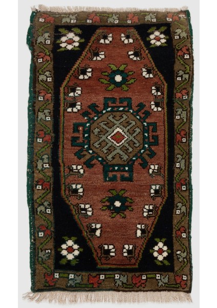 44 x 74 cm Eski El Yapımı Halı, Dekoratif Paspas Halı, Otantik Banyo Paspası