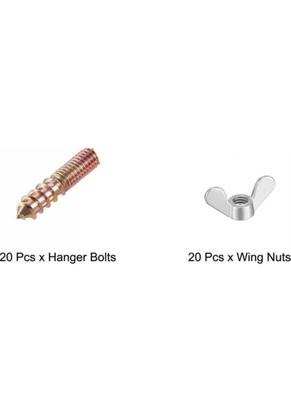 M6 Kanatlı Somunlar, Kanatlı Somun, Gümüş Ton, 20 Parça & M6X30MM Askı Cıvatası, Çift Başlı Vida, 20 Parça (Yurt Dışından) fiyatları