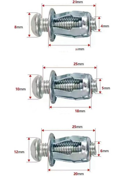 90 Adet Genişleme Vidası Petal Somun, M4-20,m5-25,m6-25 Petal Şekli Metal Somun, Kriko Somunları Petal Somunlar Genişleme Somunu (Yurt Dışından) modelleri
