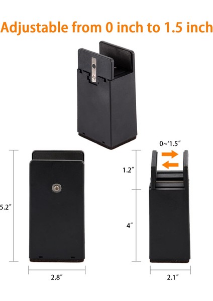 Ayarlanabilir Yatak Yükselticileri 4 Inç, Vida Kelepçeli Mobilya Yükselticileri, 0-1.6 Inç Mobilya Kalınlığı Için 4 Adet Kanepe Yükselticileri Masa Için (Yurt Dışından) indirimleri