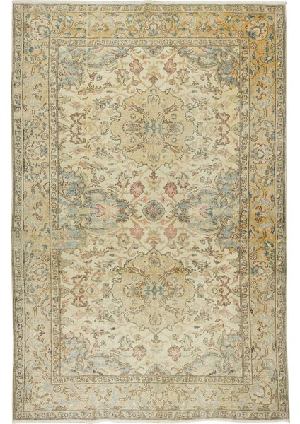 203 x 317 cm Eşsiz El Düğümlü Eski Türk Alan Halısı, Büyük Oturma Odası Halısı