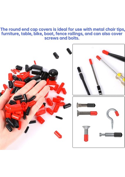 200 Parça Kauçuk Uç Kapakları Esnek Vidalı Kapak Dişli Cıvata Koruyucu Kapaklar Kapakları Siyah Kırmızı Plastik Döner Kapaklı Şişeler 9 Boyutunda (Yurt Dışından) modelleri