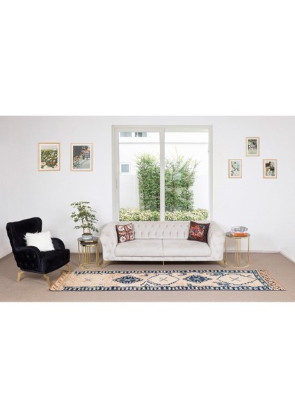 89 x 372 cm Koridor Dekoru Için Eşsiz Eski El Dokuma Anadolu Uşak Yolluk Halısı