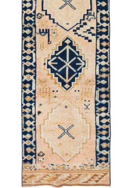 89 x 372 cm Koridor Dekoru Için Eşsiz Eski El Dokuma Anadolu Uşak Yolluk Halısı