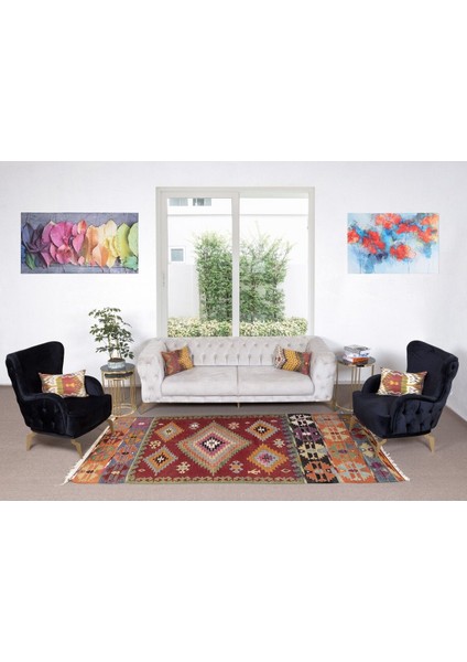 150 x 291 cm El Dokuması Geometrik Desenli Eski Kilim. Yünden Yapıldı fiyatları