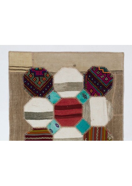 116 x 180 cm Dekoratif Altıgen Tasarım Patchwork Halı Eski Köy Kilim Halılarından Üretilmiştir fiyatları