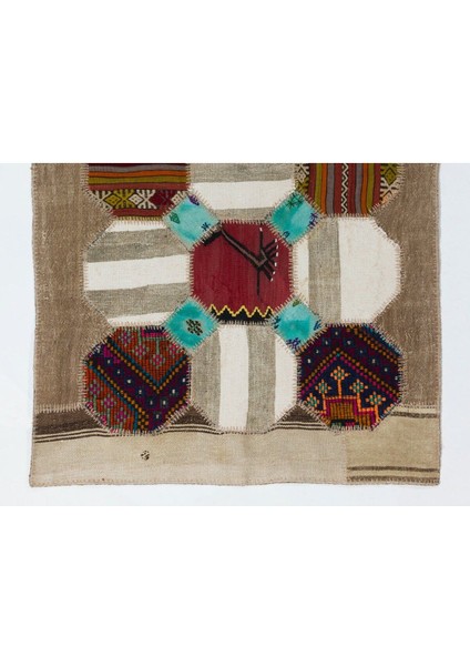 116 x 180 cm Dekoratif Altıgen Tasarım Patchwork Halı Eski Köy Kilim Halılarından Üretilmiştir modelleri