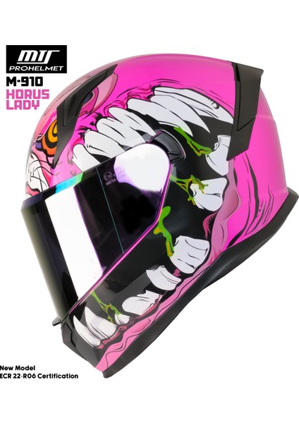 M-910 Horus Lady Güneş Vizörlü Kask (Gökkuşağı Camlı)