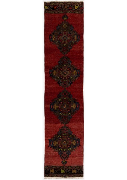 75 x 342 cm Koridor Dekoru Için El Yapımı Eski Yolluk Halı, Antre Hol Halı