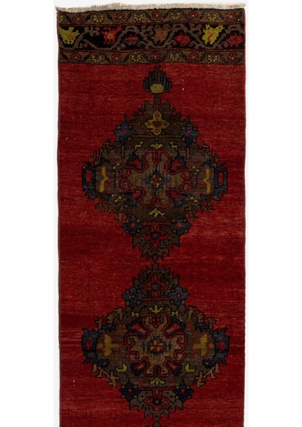 75 x 342 cm Koridor Dekoru Için El Yapımı Eski Yolluk Halı, Antre Hol Halı