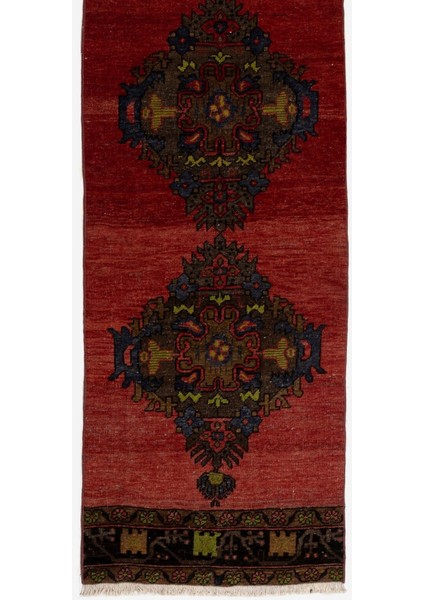 75 x 342 cm Koridor Dekoru Için El Yapımı Eski Yolluk Halı, Antre Hol Halı