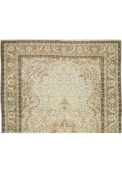216 x 342 cm El Düğümlü Eski Uşak Alan Halısı, Madalyon Tasarımlı Güneşte Soldurulmuş Halı fırsatları