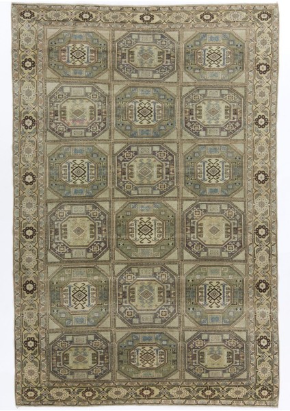 195 x 297 cm Ince El Düğümlü Eski Türk Kaysari Halısı, El Dokuması Eşsiz Halı
