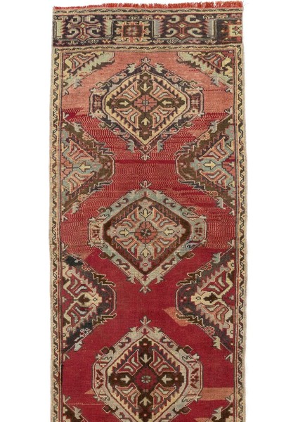 97 x 412 cm Tuğla Kırmızısı Tonda Eski El Yapımı Yolluk Halı. Koridor Için El Düğümlü Yün Halı fiyatları