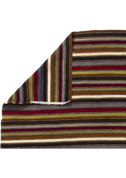168 x 178 cm Eski El Dokuması Kilim, Benzersiz Düz Dokuma Çok Renkli ve Çizgi Desenli Kilim fırsatları
