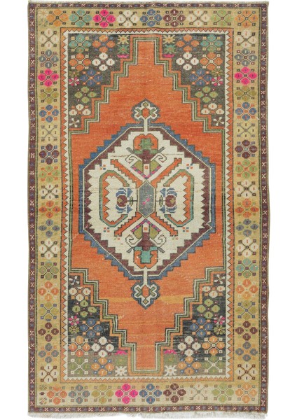 102 x 177 cm El Düğümlü Oryantal Halı, Yün Eski Halı